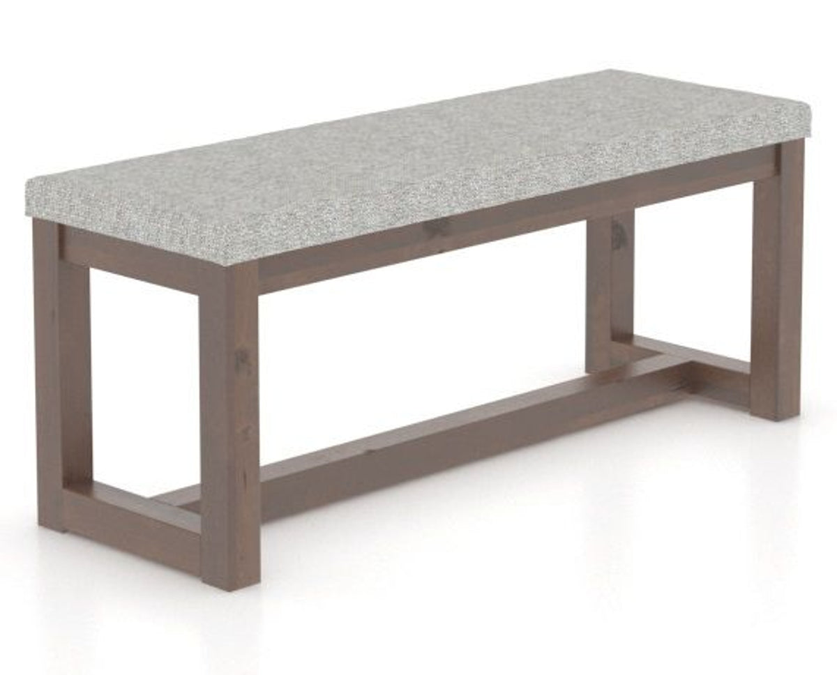 Canadel Loft Upholstered Bench 5070 in 7C Fabric and 19 Cognac Washed, three-quarter view