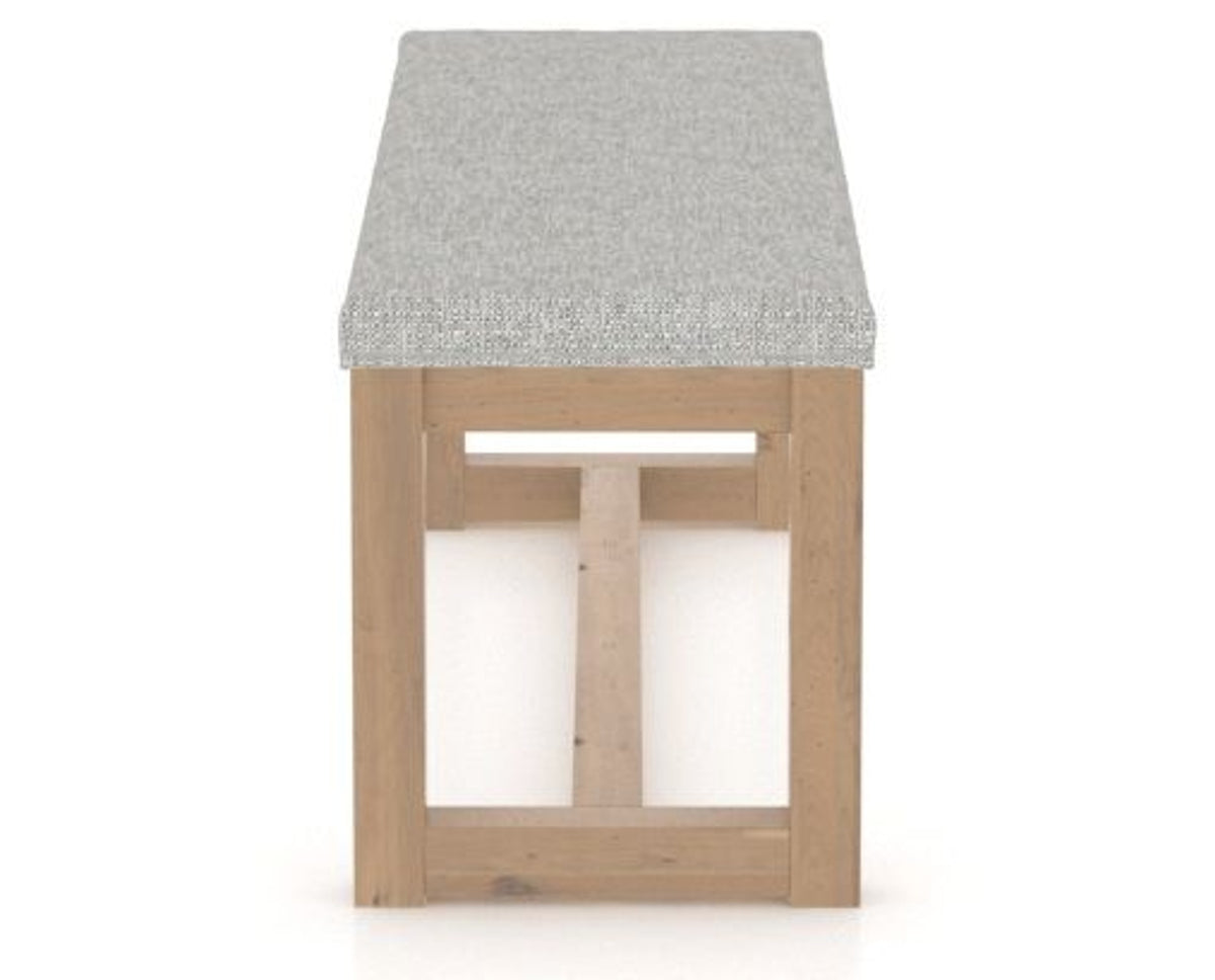 Canadel Loft Upholstered Bench 5070 in 7C Fabric and 20 Caramel Washed, side view