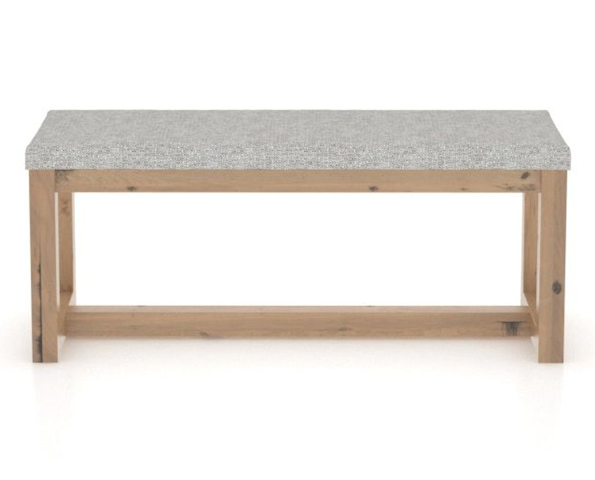 Canadel Loft Upholstered Bench 5070 in 7C Fabric and 20 Caramel Washed, back view