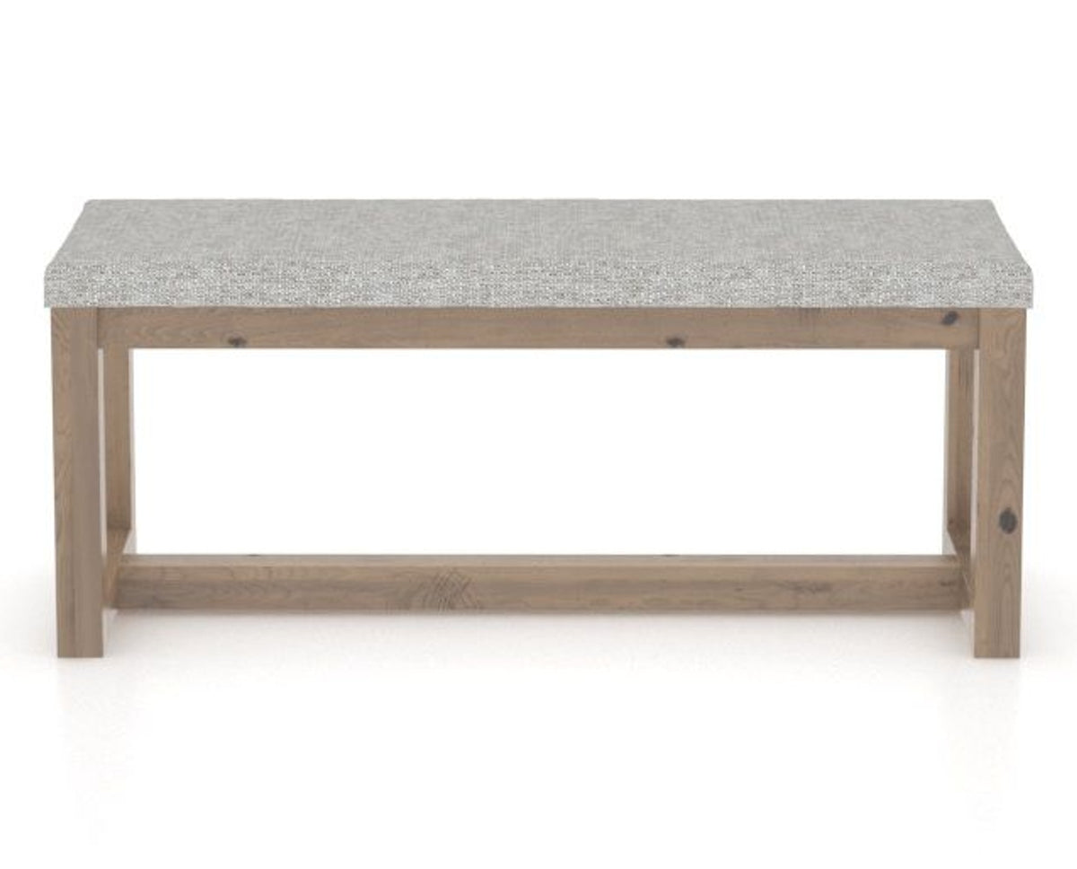 Canadel Loft Upholstered Bench 5070 in 7C Fabric and 25 Pecan Washed, back view