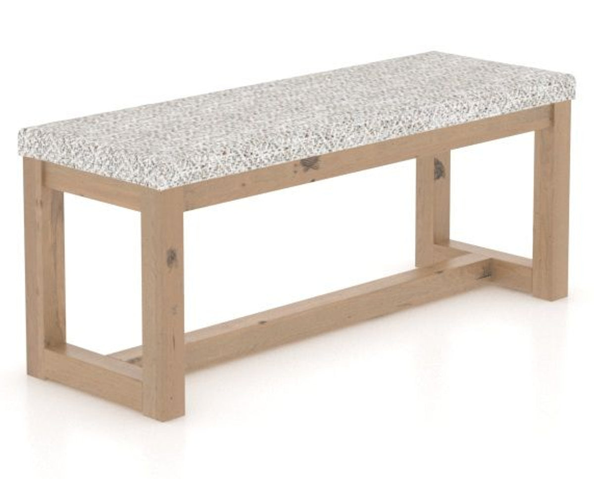 Canadel Loft Upholstered Bench 5070 in FP Crypton® and 20 Caramel Washed, three-quarter view