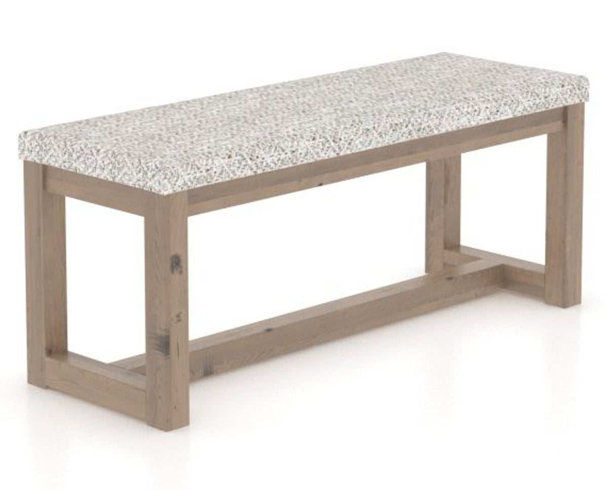 Canadel Loft Upholstered Bench 5070 in FP Crypton® and 25 Pecan Washed, three-quarter view
