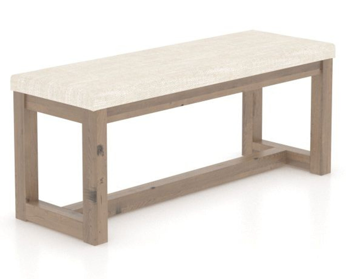 Canadel Loft Upholstered Bench 5070 in FT InsideOut® and 25 Pecan Washed, three-quarter view
