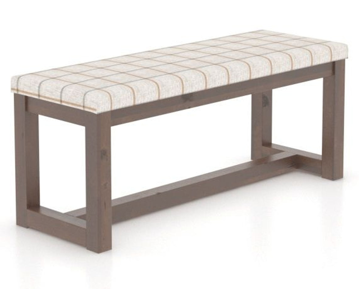 Canadel Loft Upholstered Bench 5070 in OZ Fabric and 19 Cognac Washed, three-quarter view