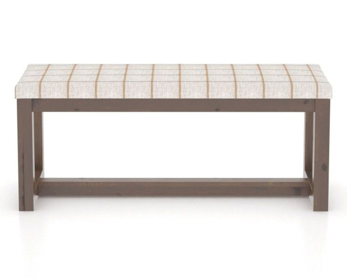 Canadel Loft Upholstered Bench 5070 in OZ Fabric and 19 Cognac Washed, back view