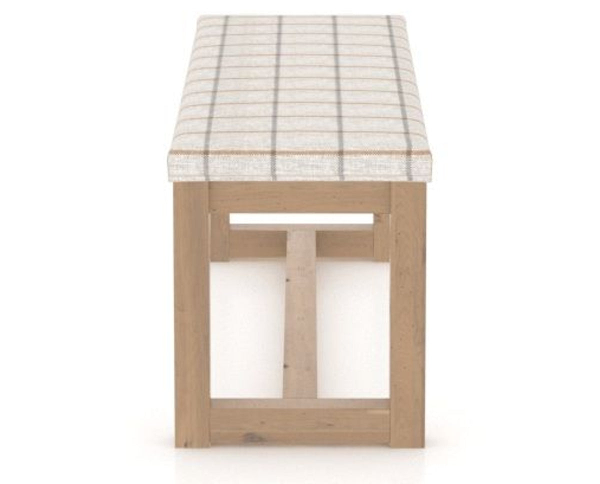 Canadel Loft Upholstered Bench 5070 in OZ Fabric and 20 Caramel Washed, side view