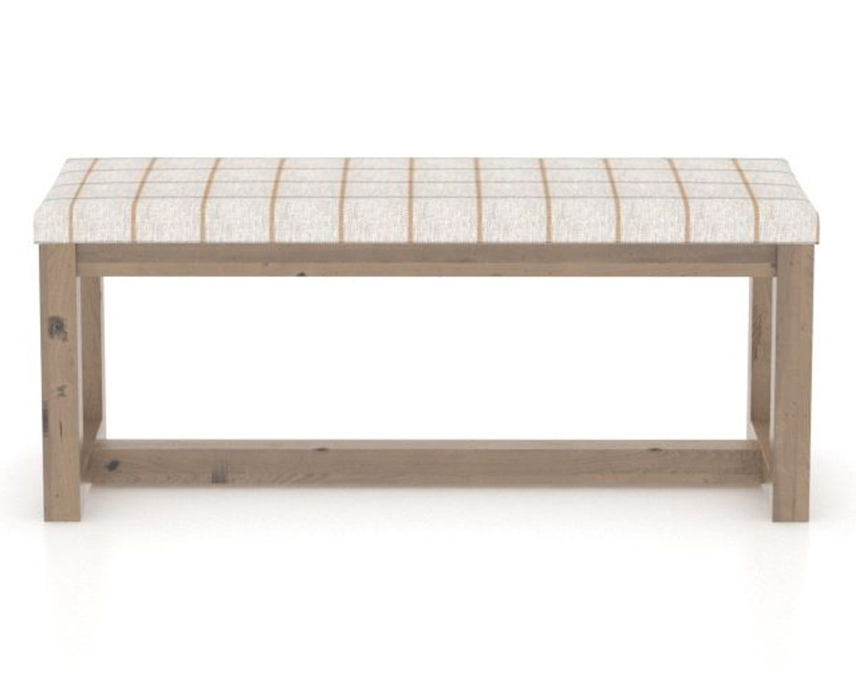 Canadel Loft Upholstered Bench 5070 in OZ Fabric and 25 Pecan Washed, front view