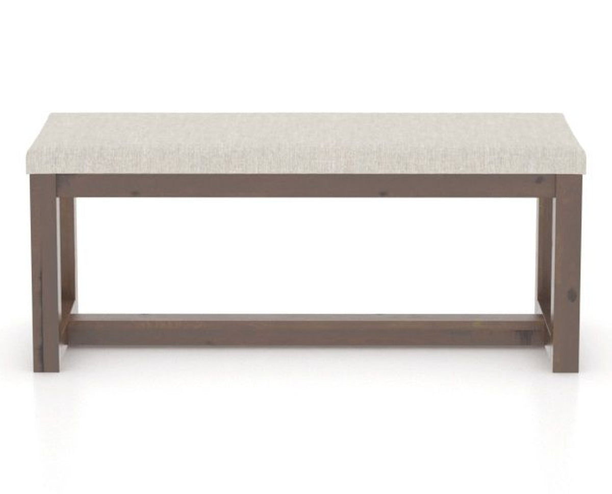 Canadel Loft Upholstered Bench 5070 in TB Fabric and 19 Cognac Washed, back view