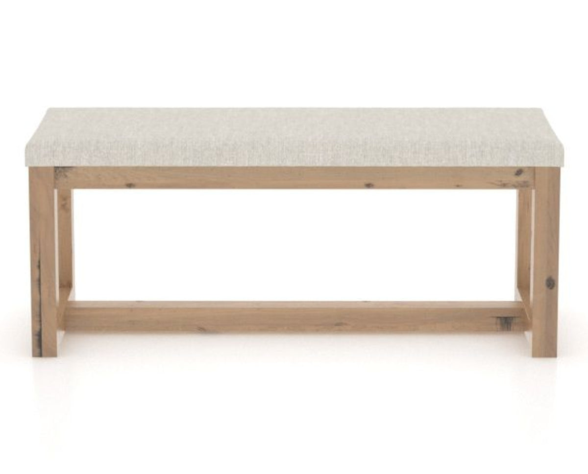 Canadel Loft Upholstered Bench 5070 in TB Fabric and 20 Caramel Washed, back view