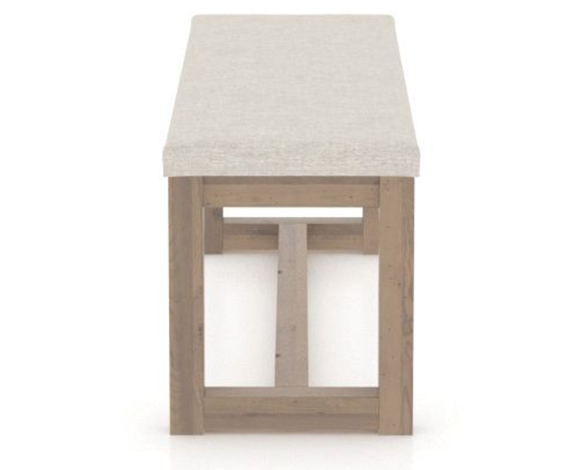 Canadel Loft Upholstered Bench 5070 in TB Fabric and 25 Pecan Washed, side view
