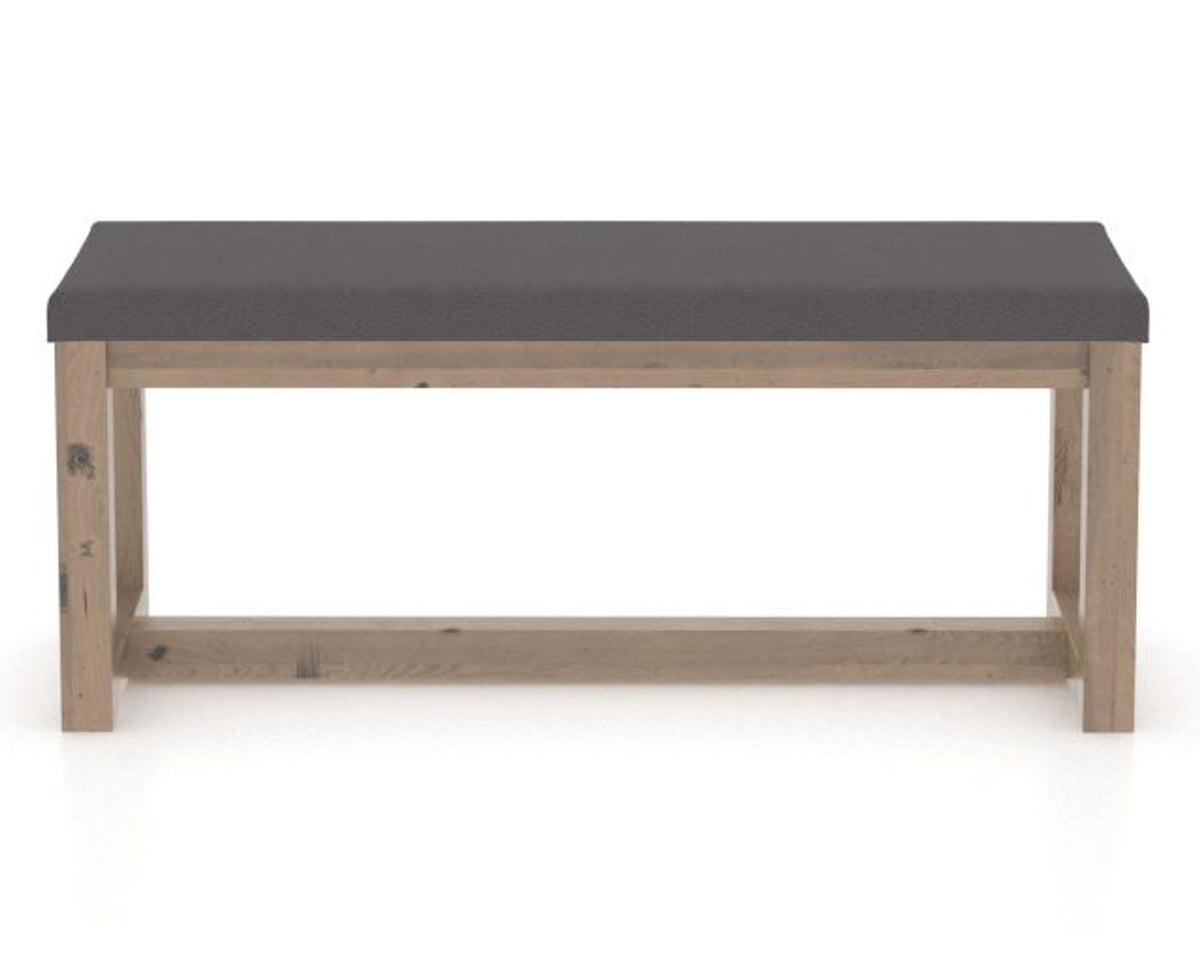 Canadel Loft Upholstered Bench 5070 in XU Faux Leather and 25 Pecan Washed, front view