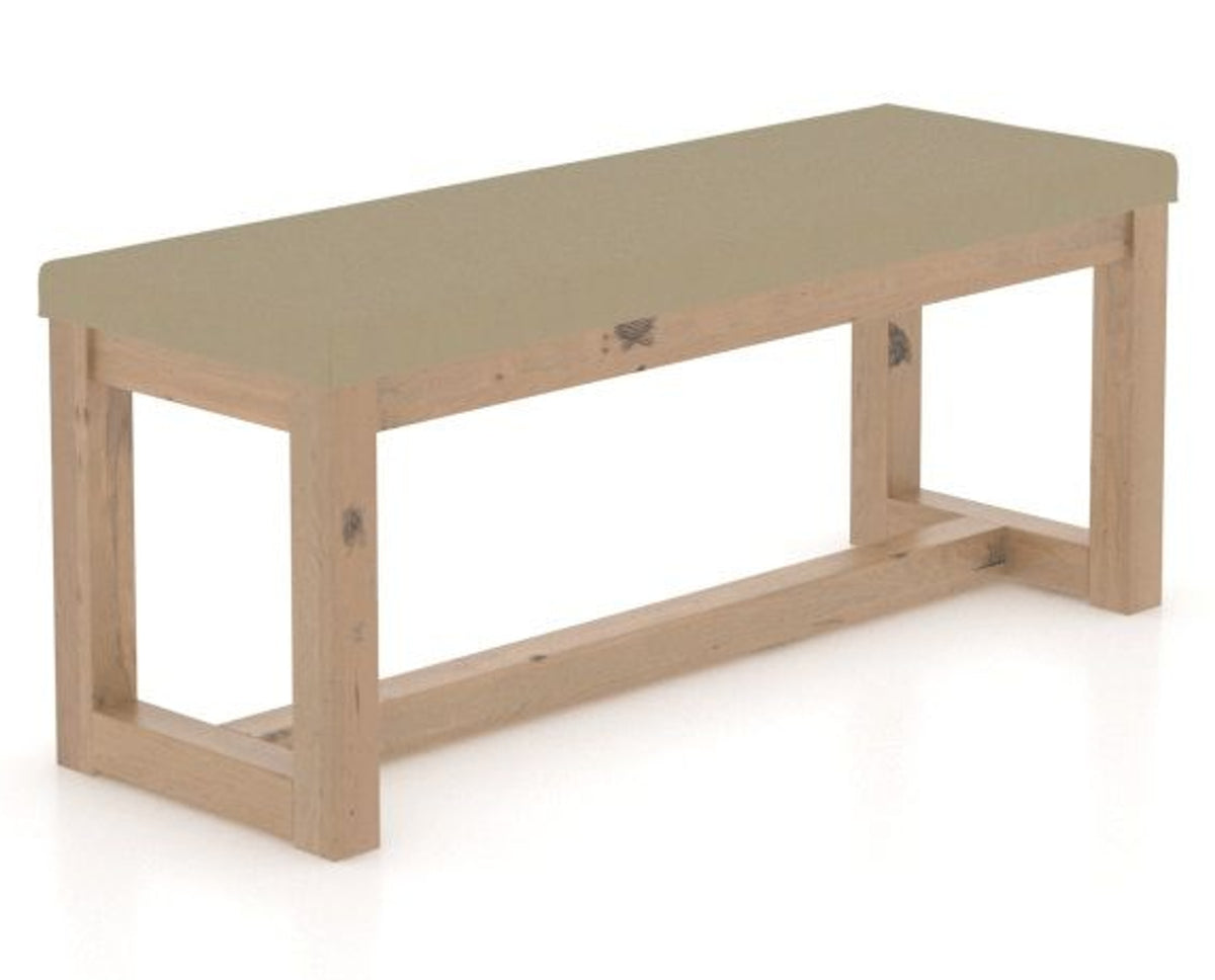 Canadel Loft Upholstered Bench 5070 in XY Faux Leather and 20 Caramel Washed, three-quarter view