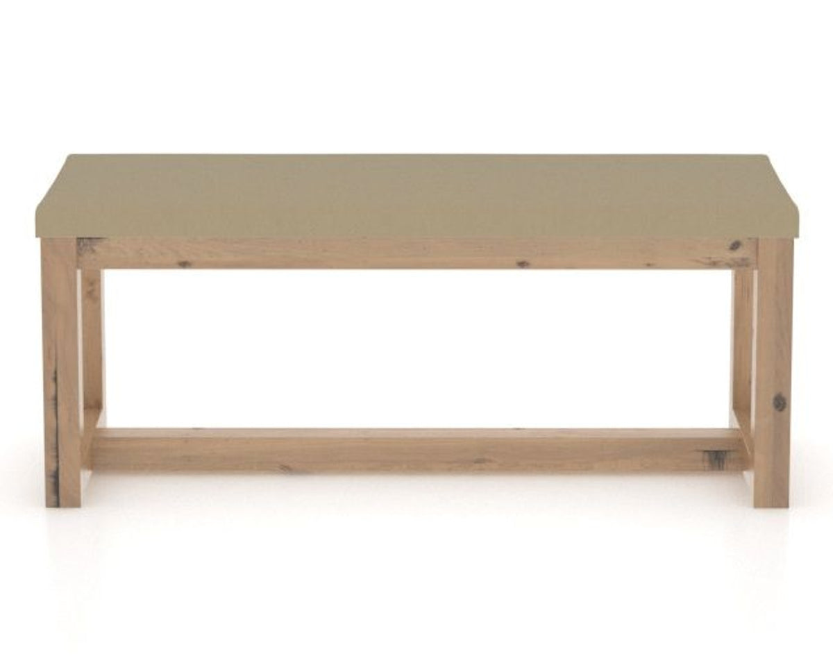 Canadel Loft Upholstered Bench 5070 in XY Faux Leather and 20 Caramel Washed, back view