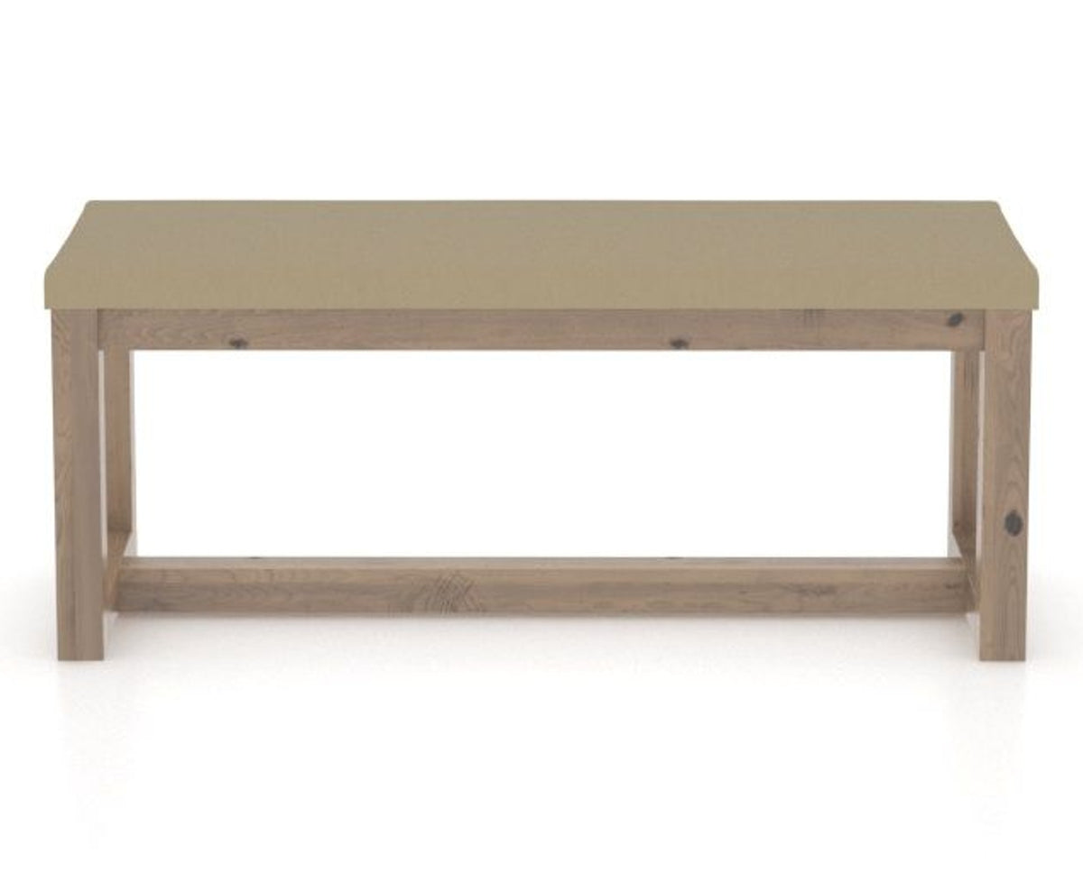 Canadel Loft Upholstered Bench 5070 in XY Faux Leather and 25 Pecan Washed, back view
