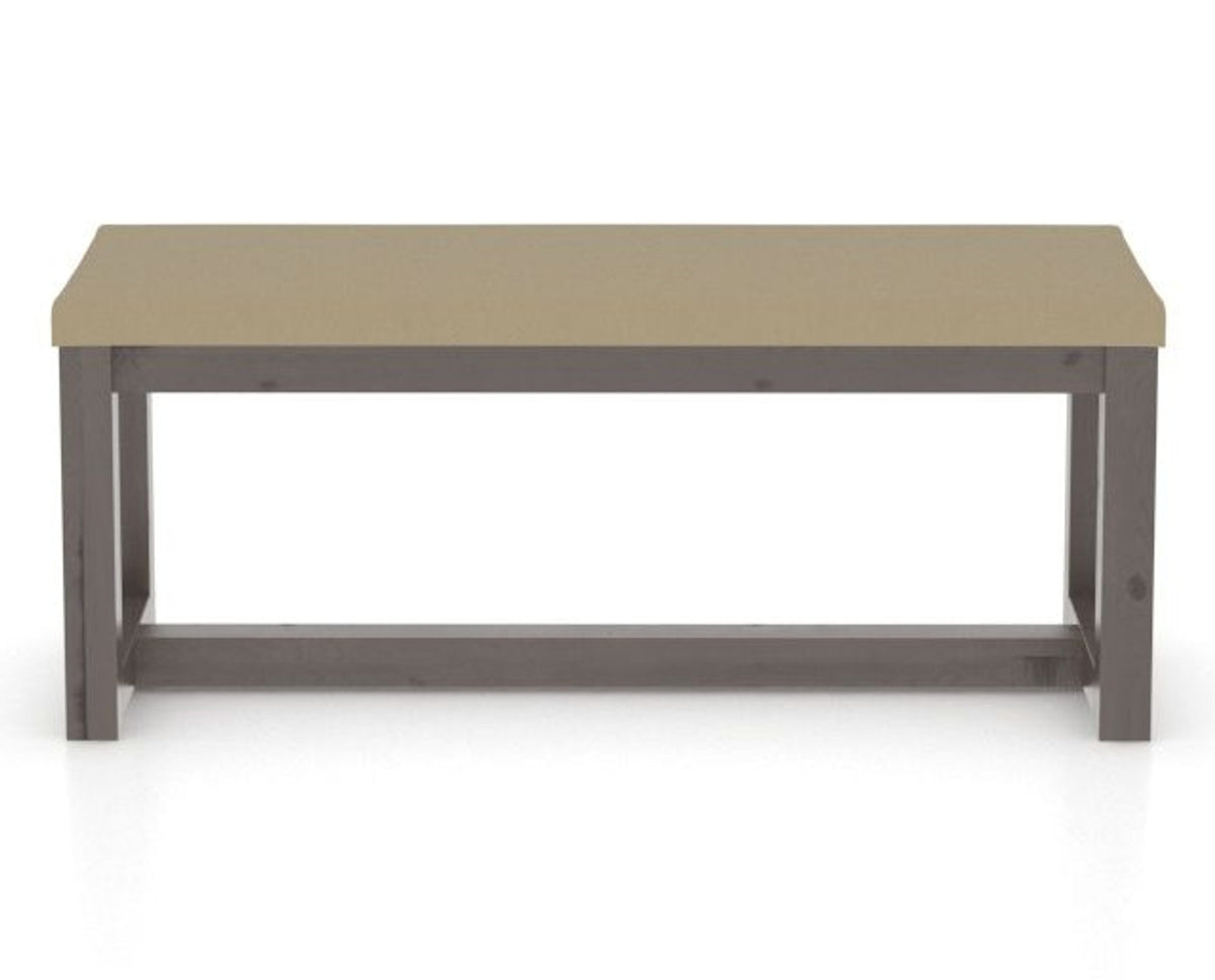 Canadel Loft Upholstered Bench 5070 in XY Faux Leather and 29 Hazelnut Washed, back view