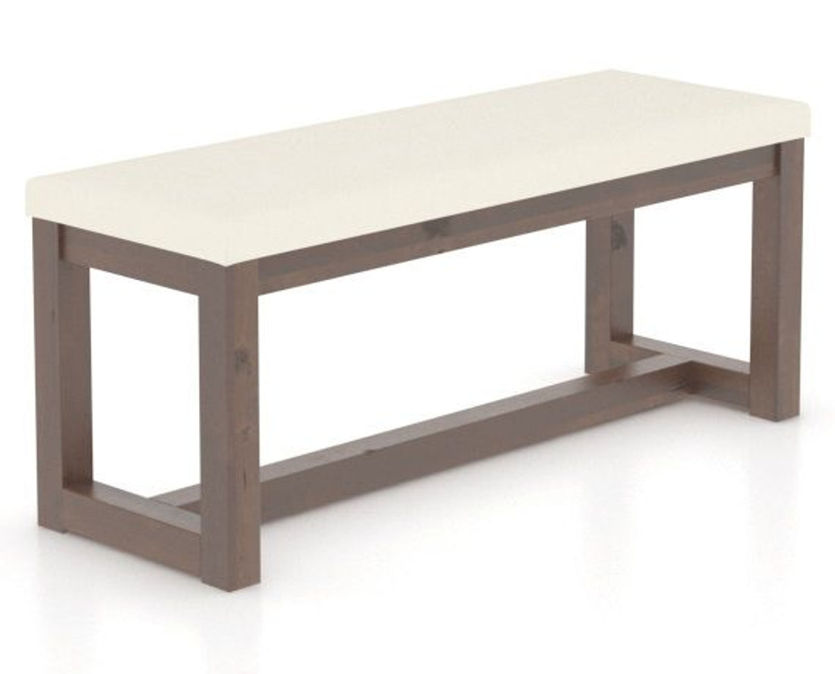 Canadel Loft Upholstered Bench 5070 in YJ Faux Leather and 19 Cognac Washed, three-quarter view