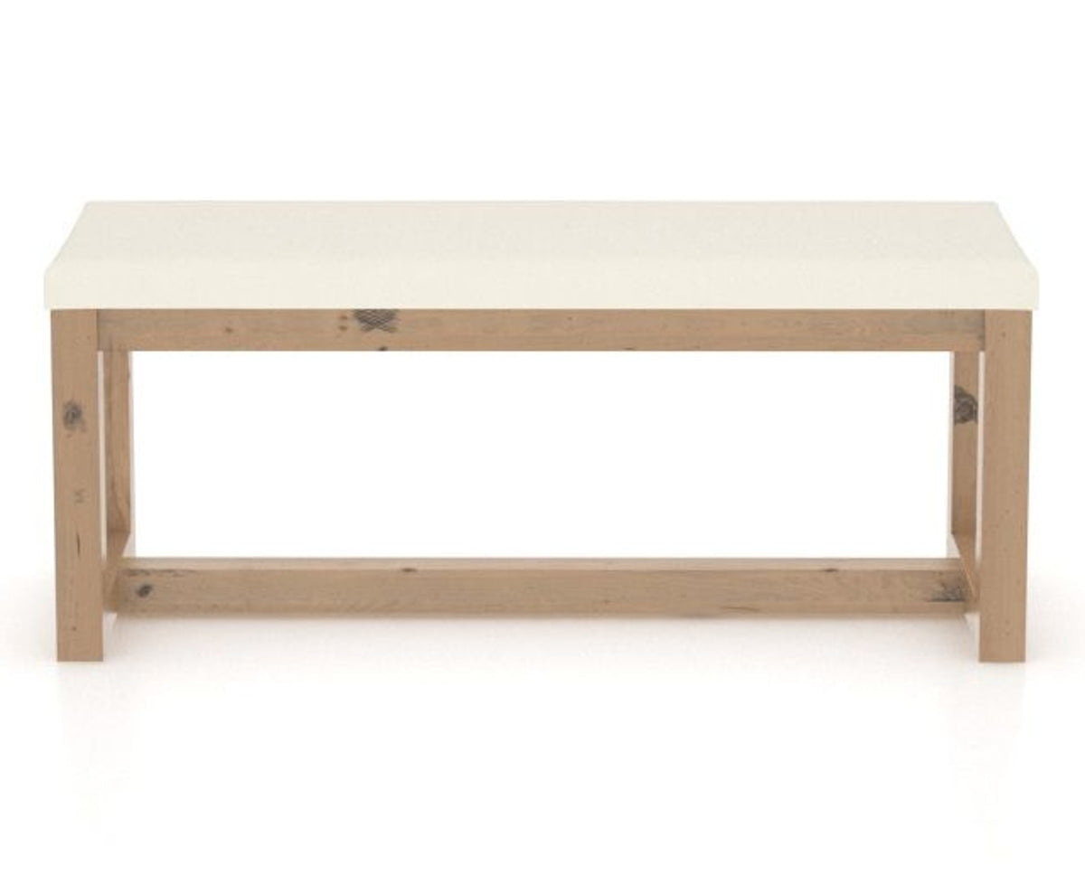 Canadel Loft Upholstered Bench 5070 in YJ Faux Leather and 20 Caramel Washed, front view