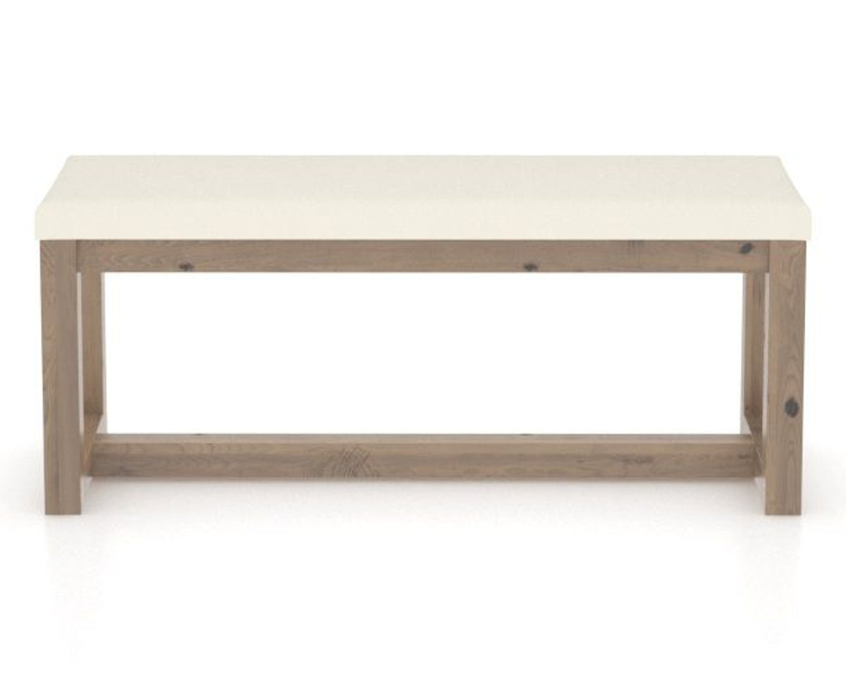 Canadel Loft Upholstered Bench 5070 in YJ Faux Leather and 25 Pecan Washed, back view
