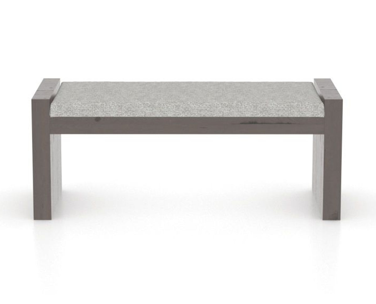 Canadel Loft Upholstered Bench 5073 in 7C Fabric and 29 Hazelnut Washed, back view