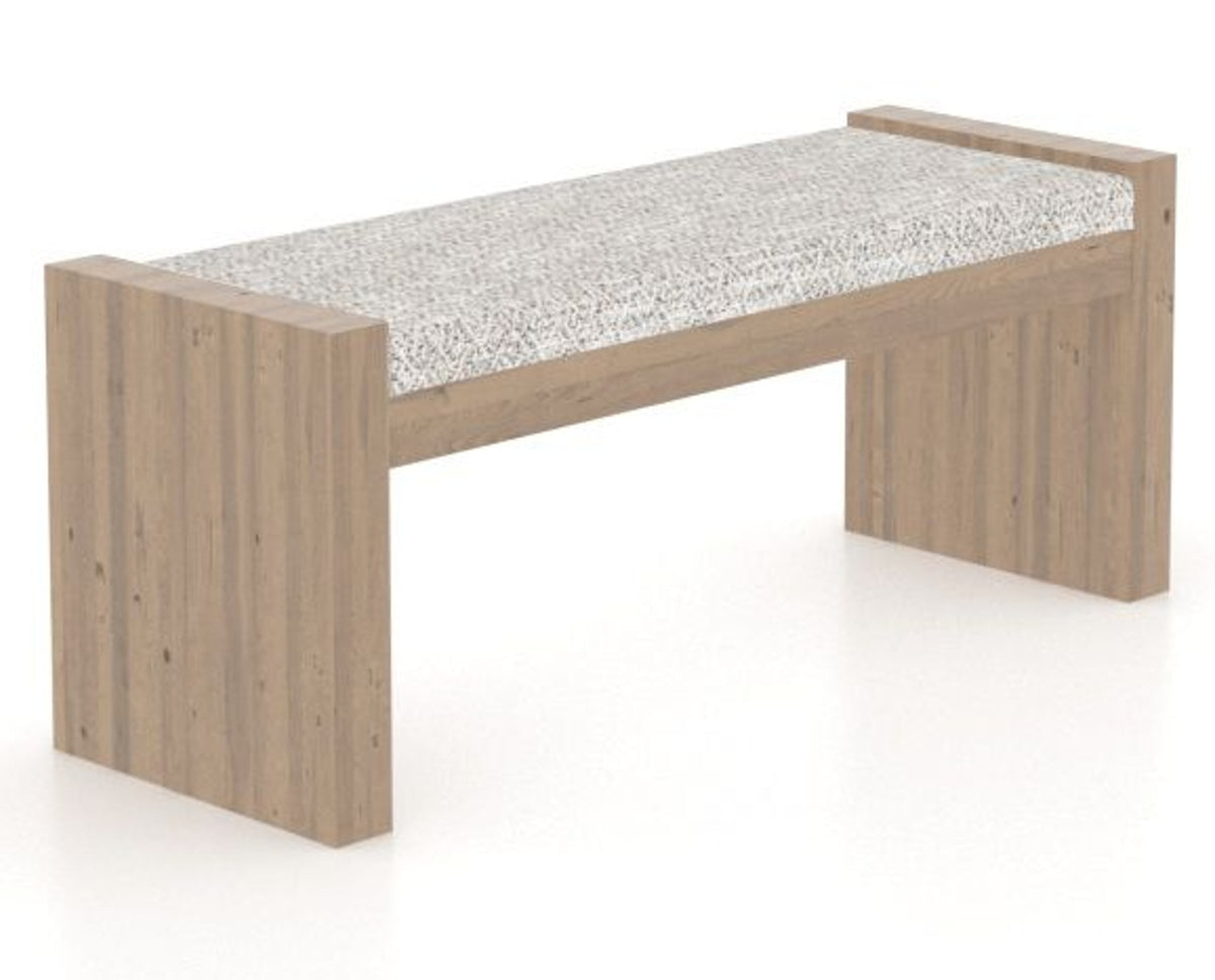 Canadel Loft Upholstered Bench 5073 in FP Crypton® and 25 Pecan Washed, three-quarter view
