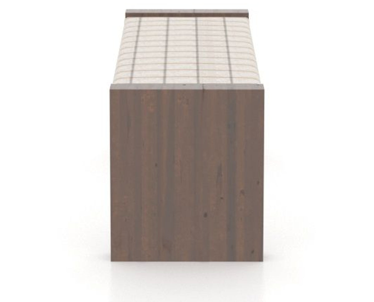 Canadel Loft Upholstered Bench 5073 in OZ Fabric and 19 Cognac Washed, side view
