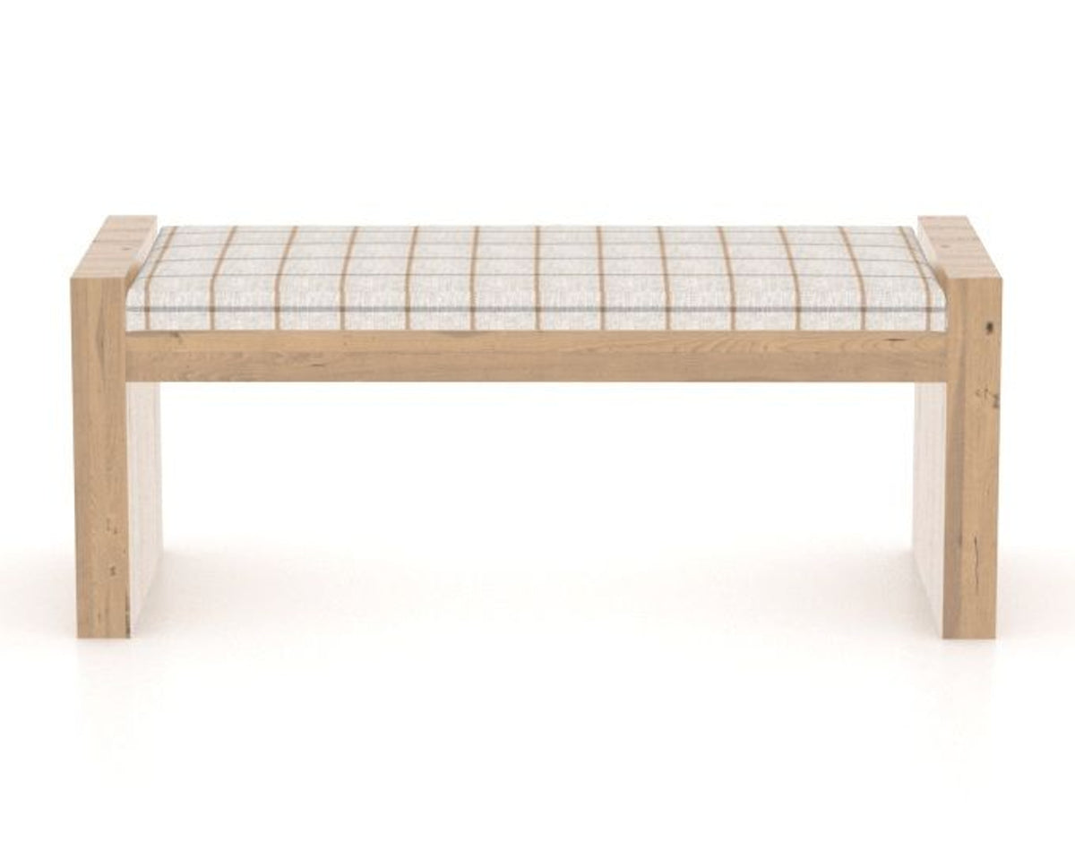 Canadel Loft Upholstered Bench 5073 in OZ Fabric and 20 Caramel Washed, front view