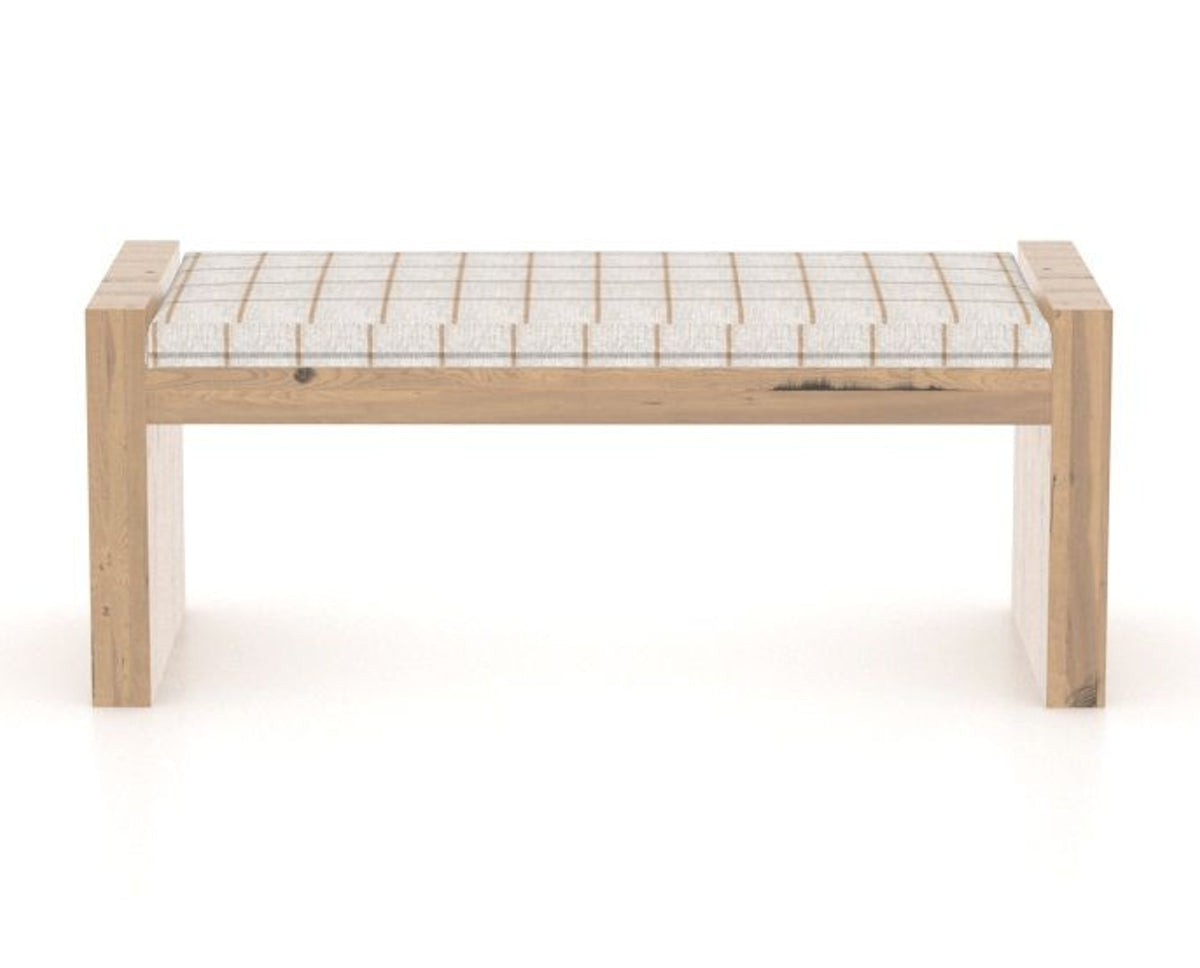 Canadel Loft Upholstered Bench 5073 in OZ Fabric and 20 Caramel Washed, back view
