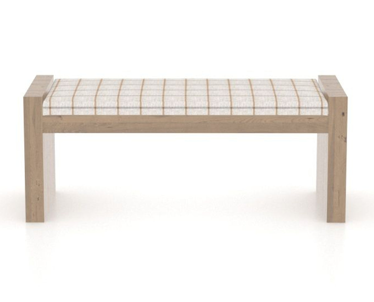 Canadel Loft Upholstered Bench 5073 in OZ Fabric and 25 Pecan Washed, front view