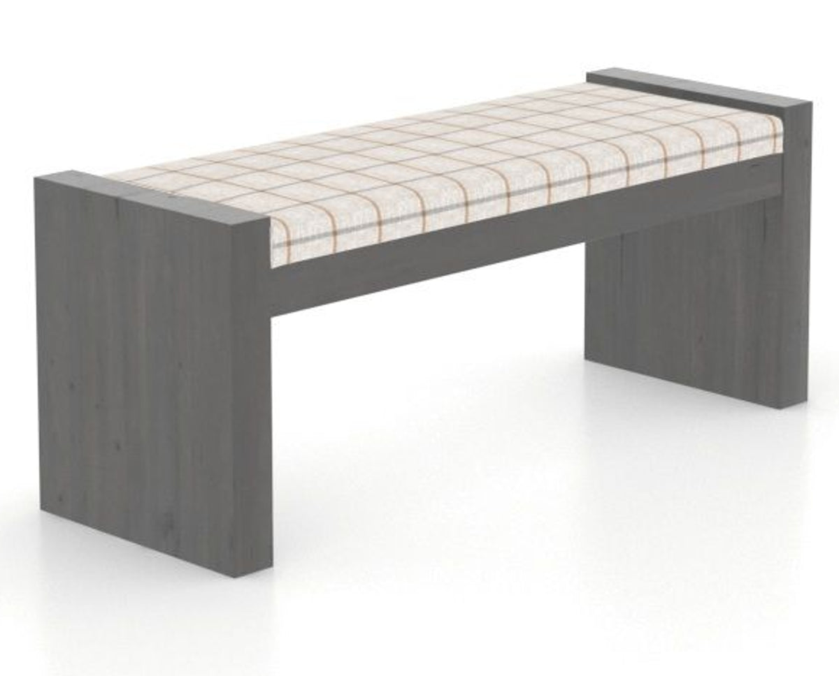 Canadel Loft Upholstered Bench 5073 in OZ Fabric and 59 Davy's Grey, three-quarter view