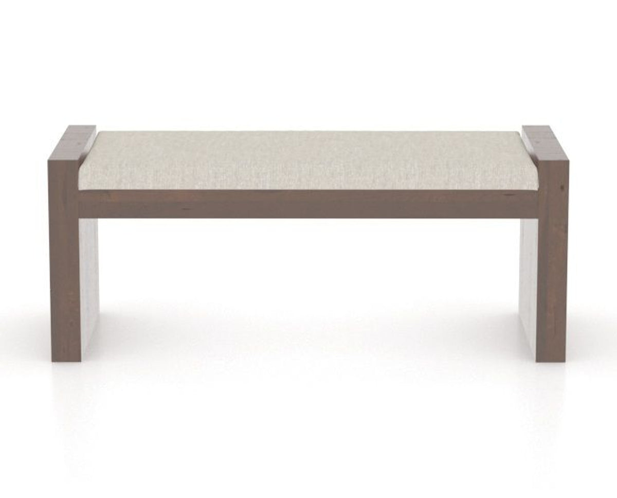 Canadel Loft Upholstered Bench 5073 in TB Fabric and 19 Cognac Washed, front view