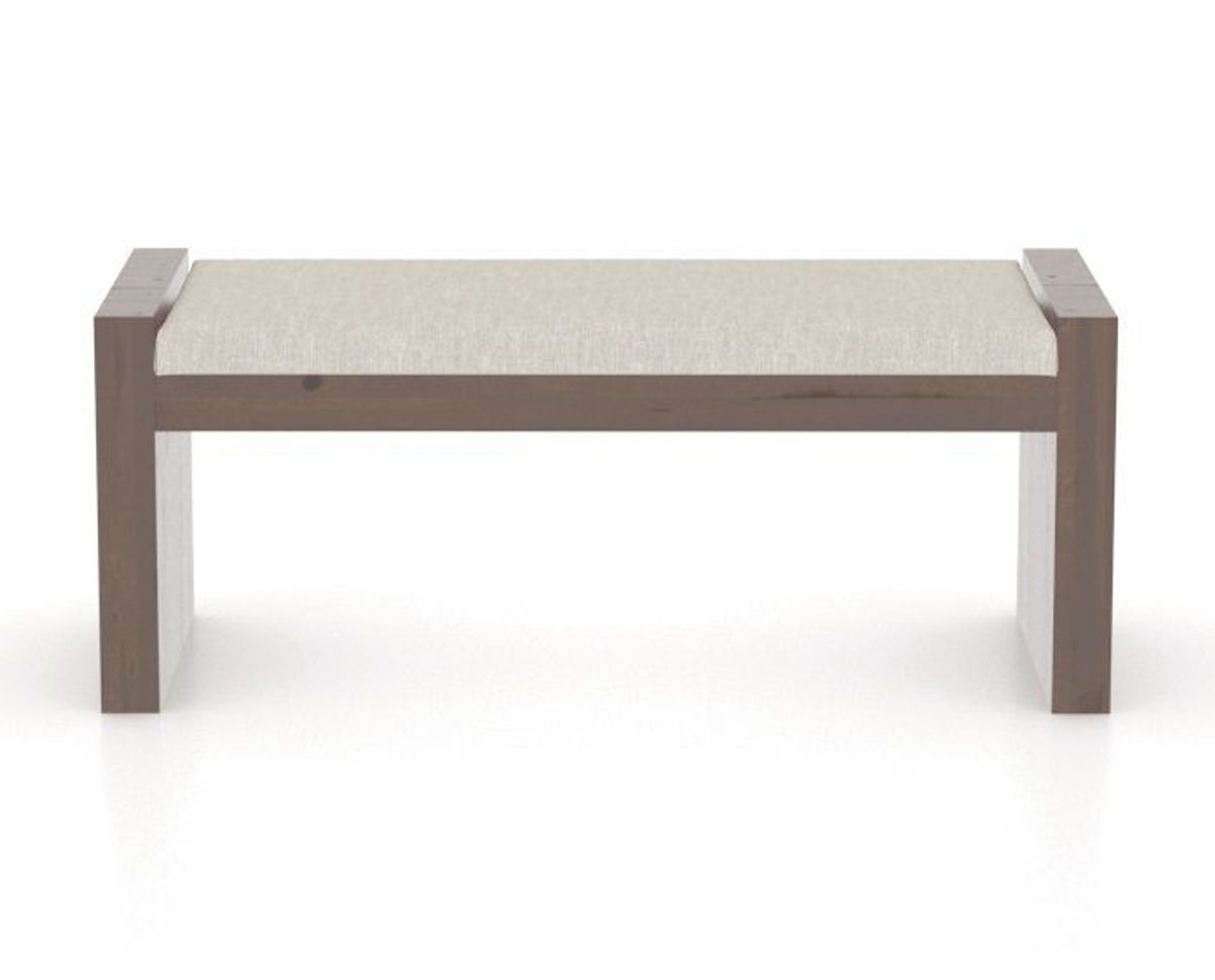 Canadel Loft Upholstered Bench 5073 in TB Fabric and 19 Cognac Washed, back view