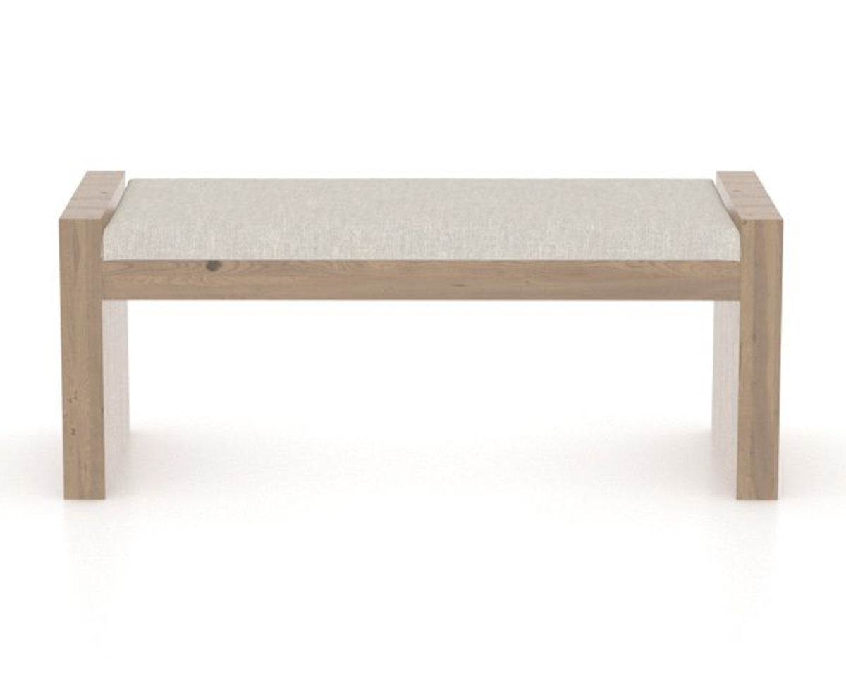 Canadel Loft Upholstered Bench 5073 in TB Fabric and 25 Pecan Washed, back view