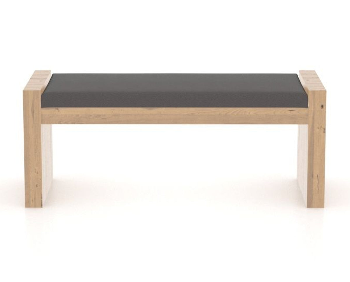 Canadel Loft Upholstered Bench 5073 in XU Faux Leather and 20 Caramel Washed, front view