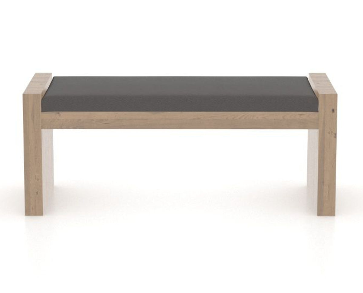 Canadel Loft Upholstered Bench 5073 in XU Faux Leather and 25 Pecan Washed, front view