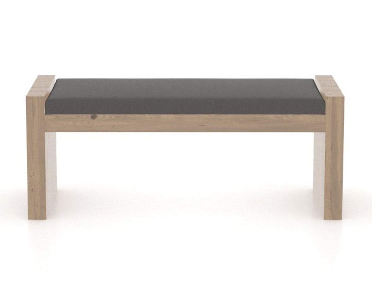Canadel Loft Upholstered Bench 5073 in XU Faux Leather and 25 Pecan Washed, back view