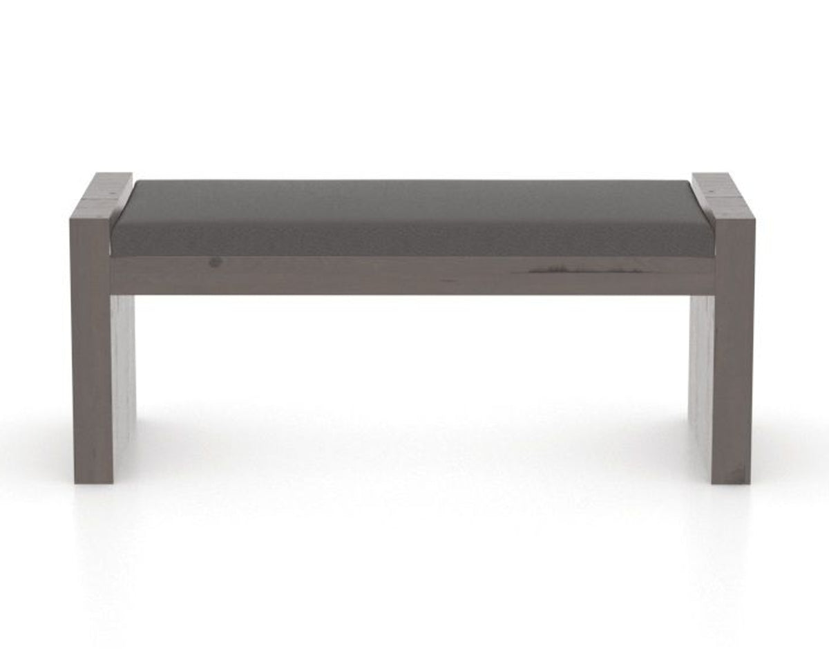 Canadel Loft Upholstered Bench 5073 in XU Faux Leather and 29 Hazelnut Washed, back view