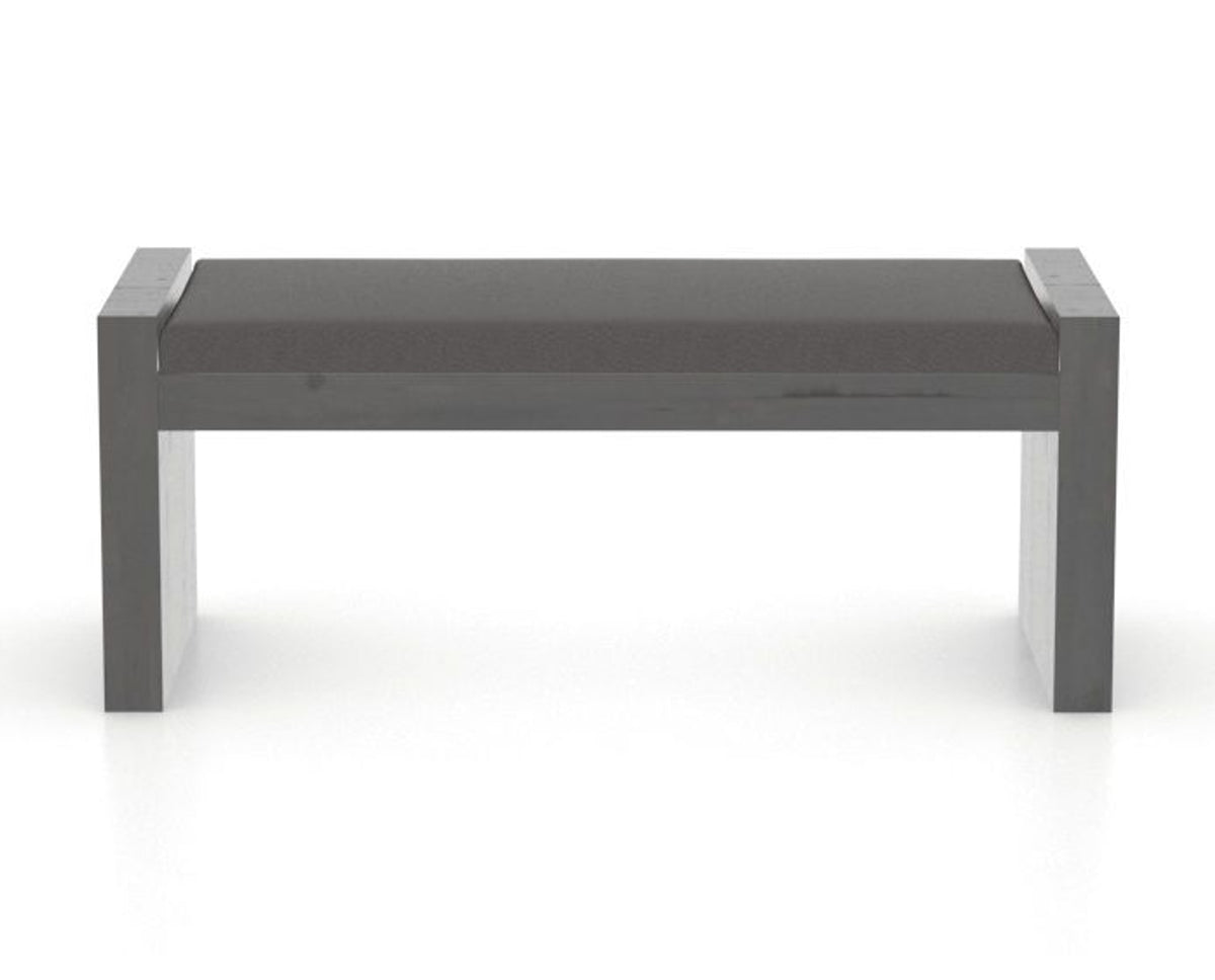Canadel Loft Upholstered Bench 5073 in XU Faux Leather and 59 Davy's Grey, back view