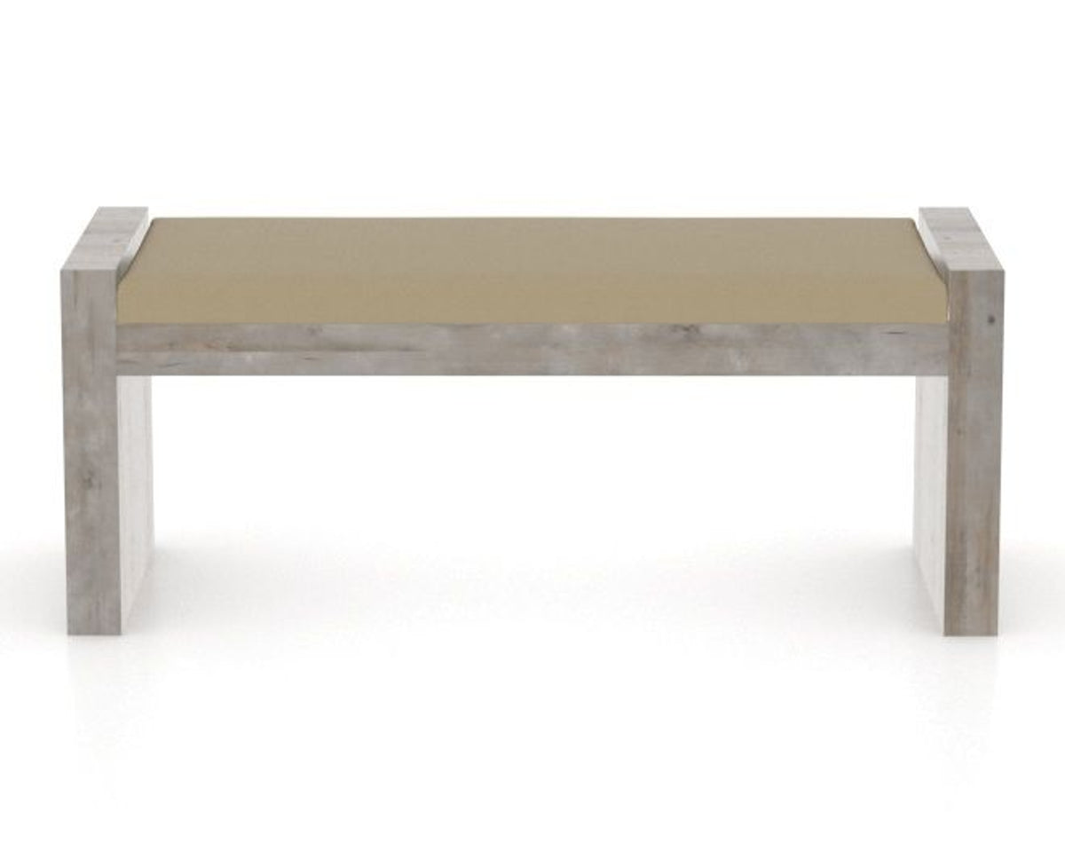 Canadel Loft Upholstered Bench 5073 in XY Faux Leather and 08 Shadow, front view