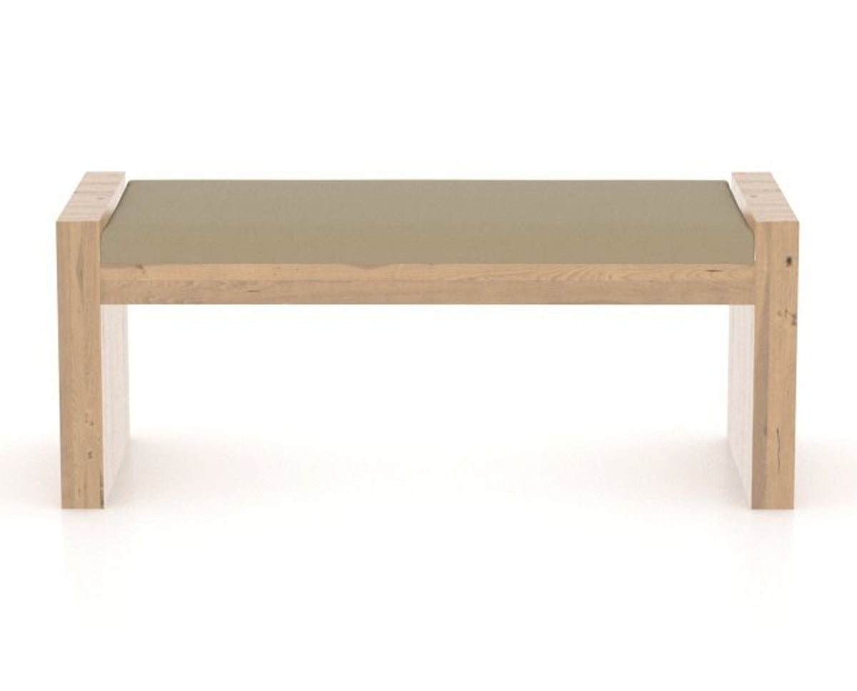 Canadel Loft Upholstered Bench 5073 in XY Faux Leather and 20 Caramel Washed, front view