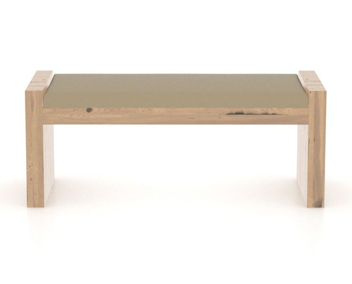 Canadel Loft Upholstered Bench 5073 in XY Faux Leather and 20 Caramel Washed, back view