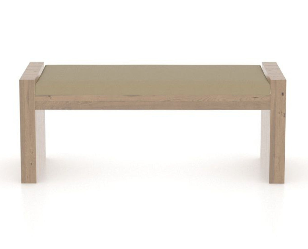 Canadel Loft Upholstered Bench 5073 in XY Faux Leather and 25 Pecan Washed, front view