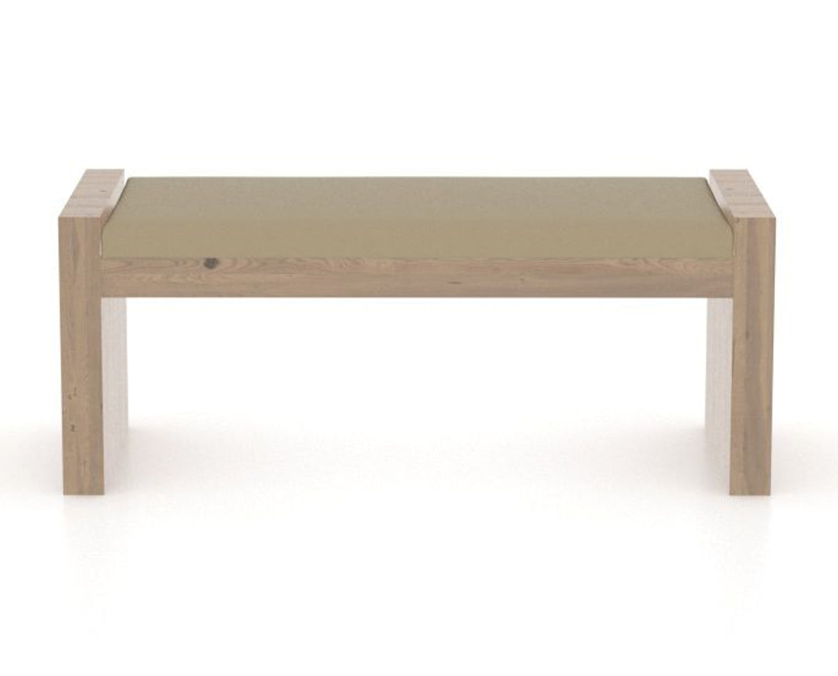 Canadel Loft Upholstered Bench 5073 in XY Faux Leather and 25 Pecan Washed, back view