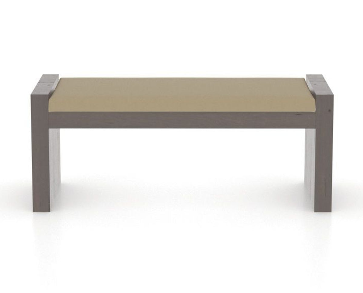 Canadel Loft Upholstered Bench 5073 in XY Faux Leather and 29 Hazelnut Washed, front view