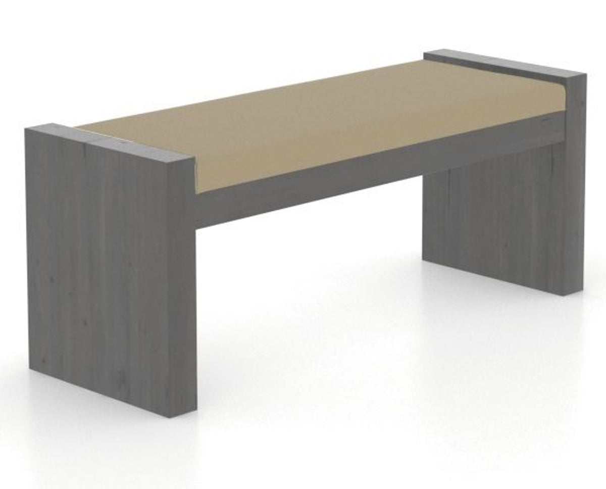 Canadel Loft Upholstered Bench 5073 in XY Faux Leather and 59 Davy's Grey, three-quarter view