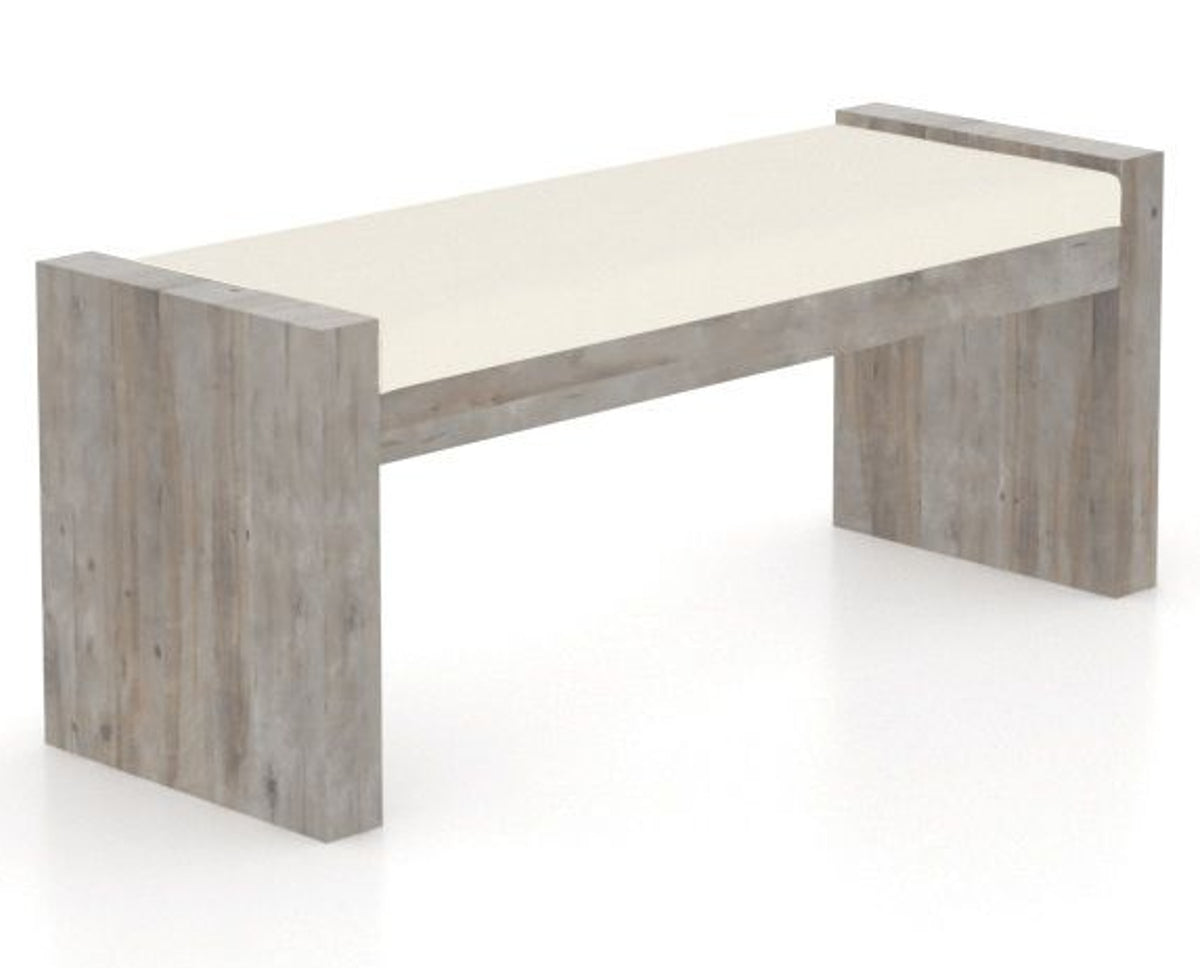 Canadel Loft Upholstered Bench 5073 in YJ Faux Leather and 08 Shadow, three-quarter view