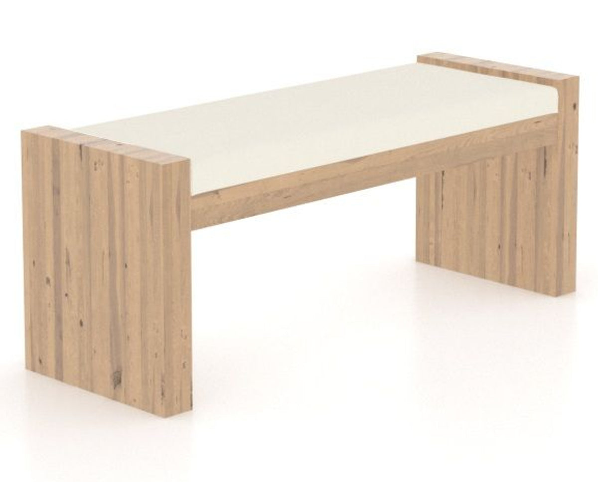 Canadel Loft Upholstered Bench 5073 in YJ Faux Leather and 20 Caramel Washed, three-quarter view
