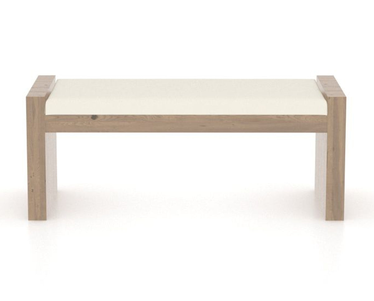 Canadel Loft Upholstered Bench 5073 in YJ Faux Leather and 25 Pecan Washed, back view