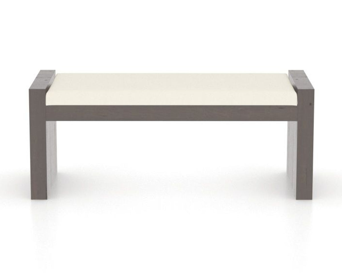 Canadel Loft Upholstered Bench 5073 in YJ Faux Leather and 29 Hazelnut Washed, front view