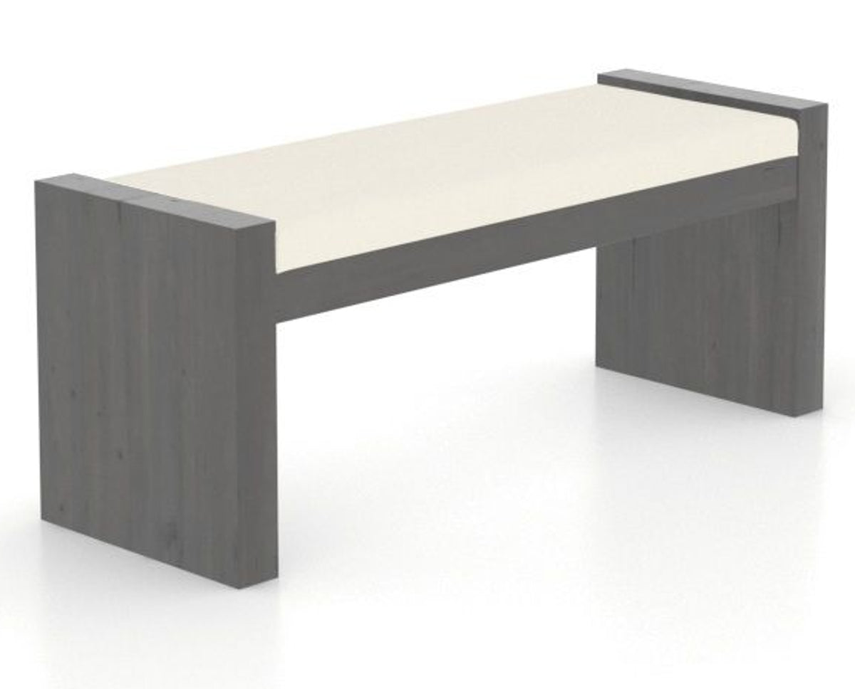 Canadel Loft Upholstered Bench 5073 in YJ Faux Leather and 59 Davy's Grey, three-quarter view