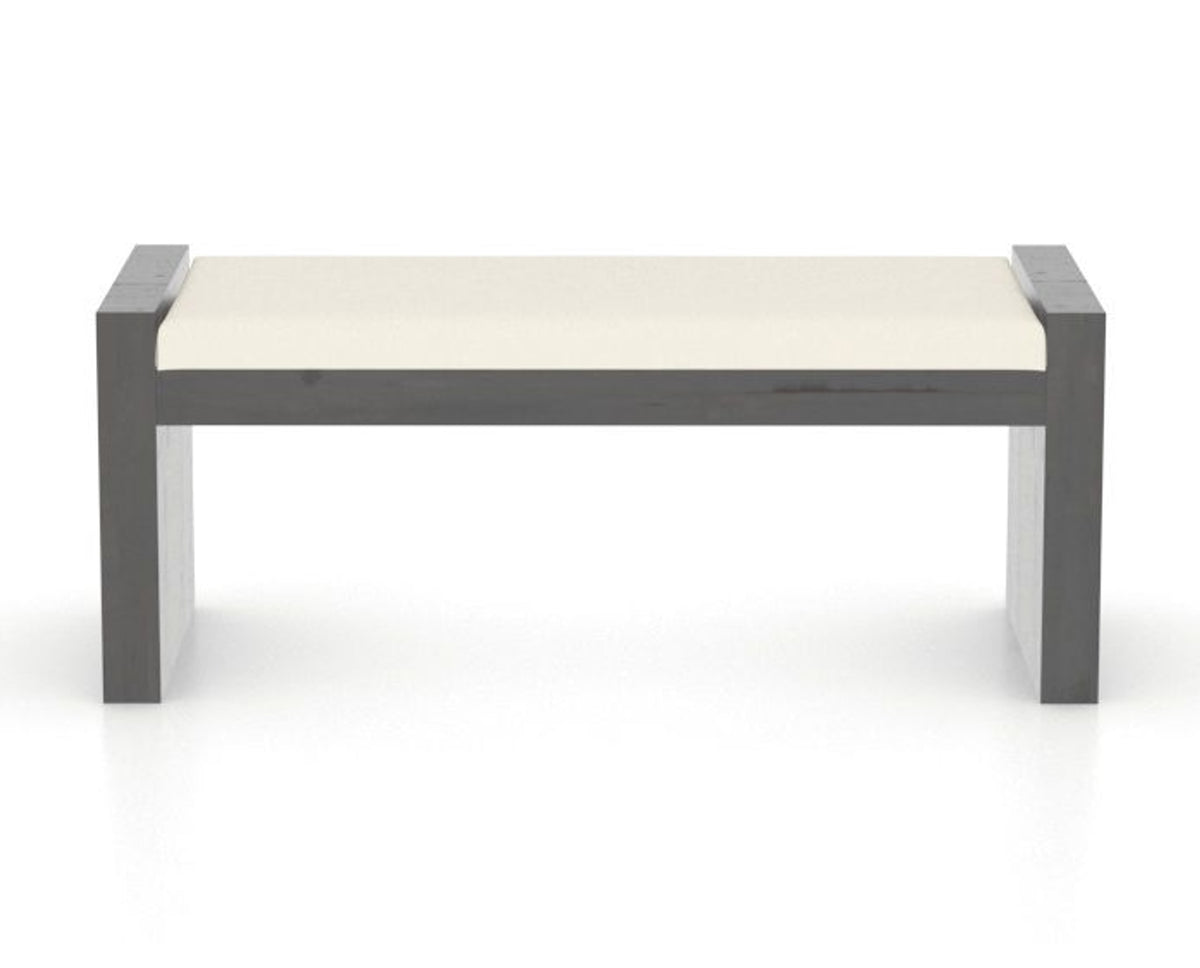 Canadel Loft Upholstered Bench 5073 in YJ Faux Leather and 59 Davy's Grey, back view
